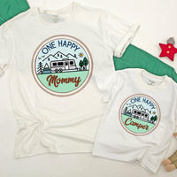 One Happy Camper Family Shirt Personalized Birthday Outfit Earthy Camping Theme Soft Cotton Design for Baby Toddler First Birthday