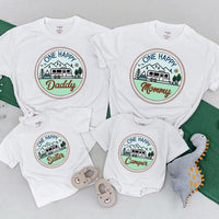 One Happy Camper Family Shirt Personalized Birthday Outfit Earthy Camping Theme Soft Cotton Design for Baby Toddler First Birthday