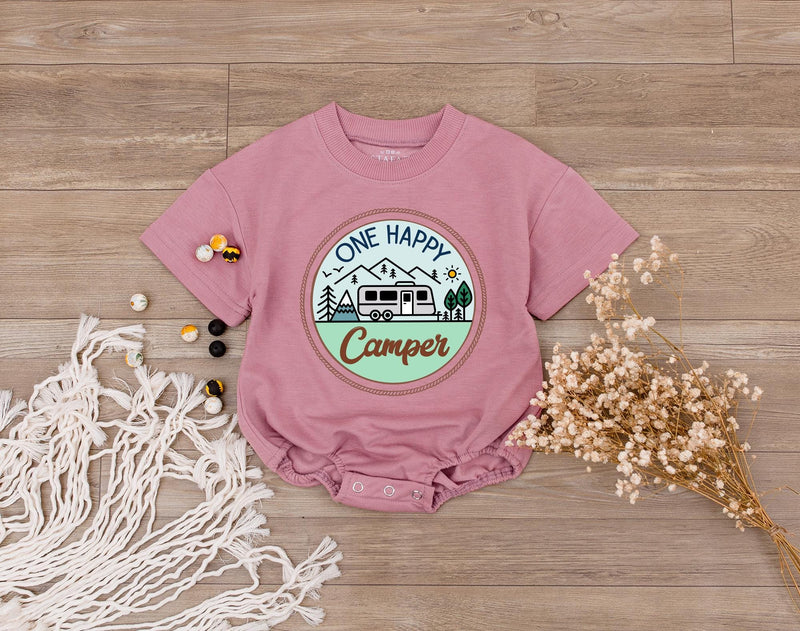 One Happy Camper Family Shirt Personalized Birthday Outfit Earthy Camping Theme Soft Cotton Design for Baby Toddler First Birthday