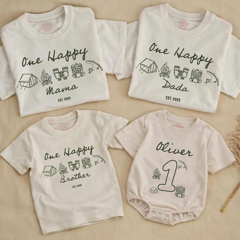 One Happy Camper First Birthday Shirt, Family Matching Camping Outfit