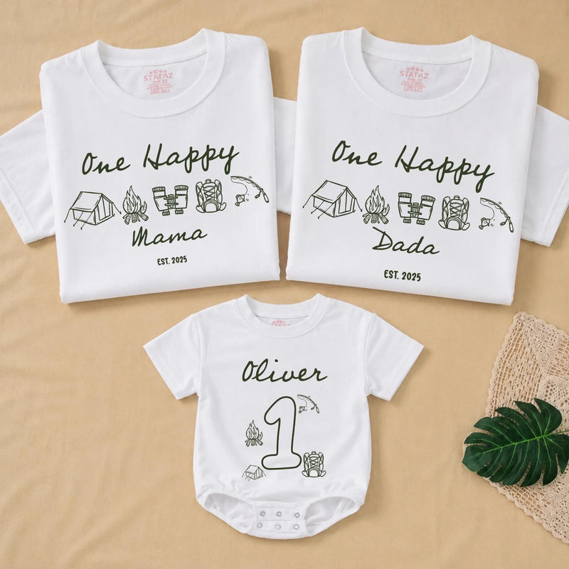 One Happy Camper First Birthday Shirt, Family Matching Camping Outfit