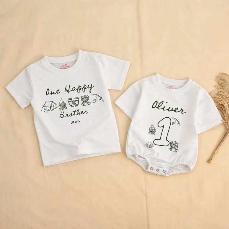 One Happy Camper First Birthday Shirt, Family Matching Camping Outfit