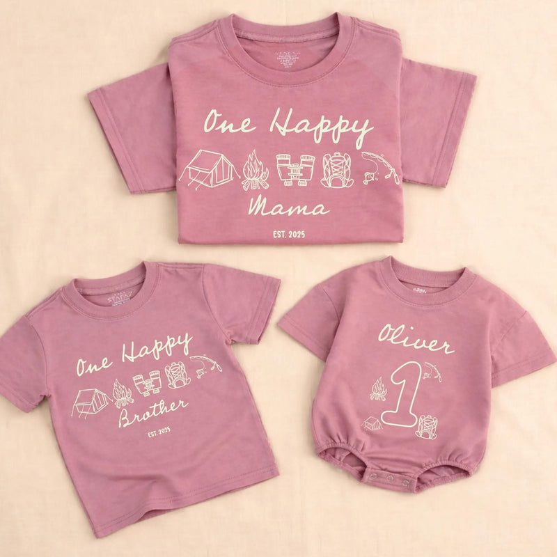 One Happy Camper First Birthday Shirt, Family Matching Camping Outfit