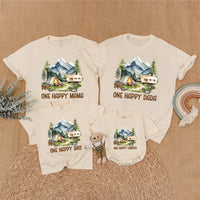 One Happy Camper Matching Family Shirts for 1st Birthday Outdoor Adventure Theme Custom Camping Outfit Baby Toddler Mom Dad Brother Gift