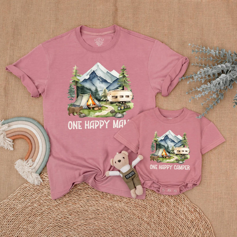One Happy Camper Matching Family Shirts for 1st Birthday Outdoor Adventure Theme Custom Camping Outfit Baby Toddler Mom Dad Brother Gift