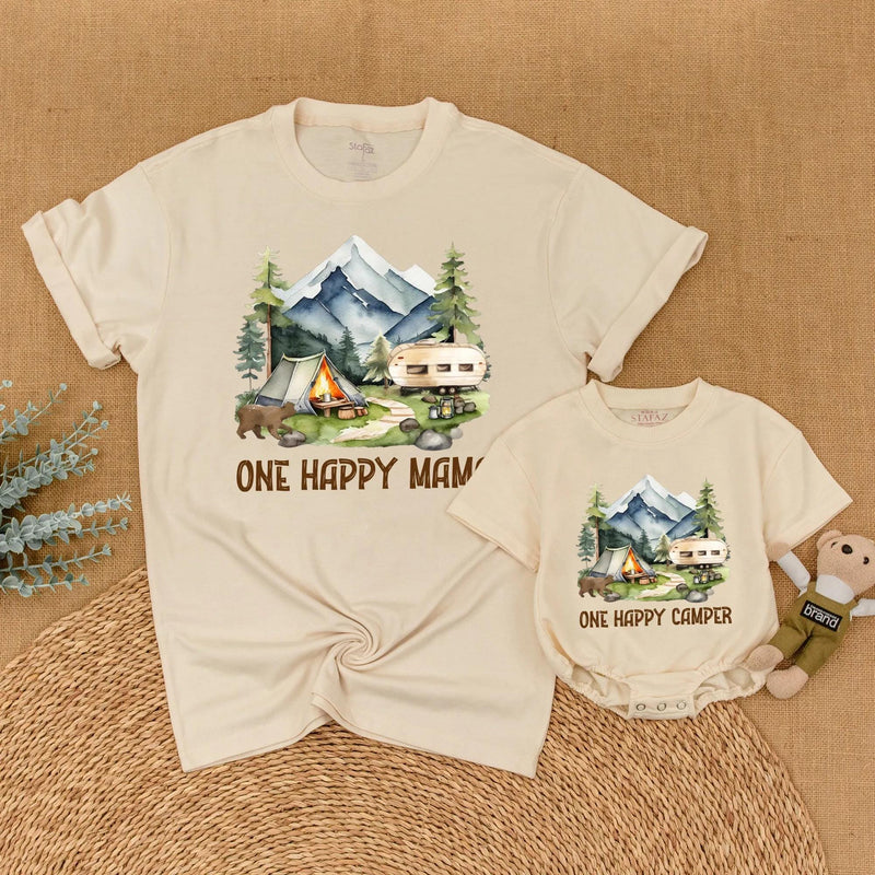 One Happy Camper Matching Family Shirts for 1st Birthday Outdoor Adventure Theme Custom Camping Outfit Baby Toddler Mom Dad Brother Gift