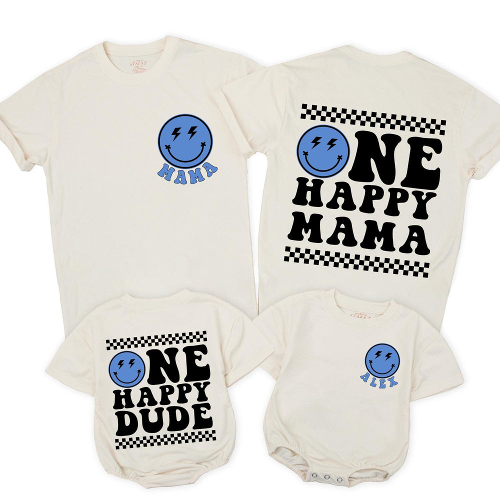 One Happy Dude Birthday Shirts, Matching Family Smiley Face Outfit, Custom 1st Birthday Tee for Baby, Toddler, Mama, Daddy Celebration Gift
