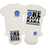 One Happy Dude Birthday Shirts, Matching Family Smiley Face Outfit, Custom 1st Birthday Tee for Baby, Toddler, Mama, Daddy Celebration Gift