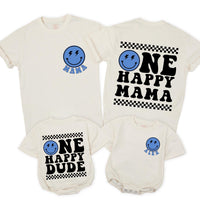 One Happy Dude Birthday Shirts, Matching Family Smiley Face Outfit, Custom 1st Birthday Tee for Baby, Toddler, Mama, Daddy Celebration Gift