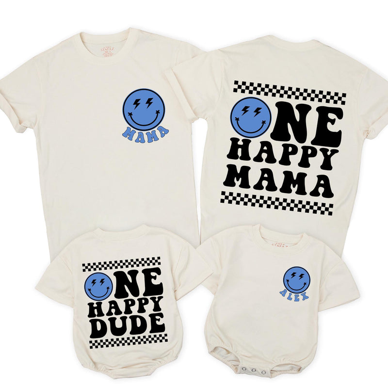 One Happy Dude Birthday Shirts, Matching Family Smiley Face Outfit, Custom 1st Birthday Tee for Baby, Toddler, Mama, Daddy Celebration Gift