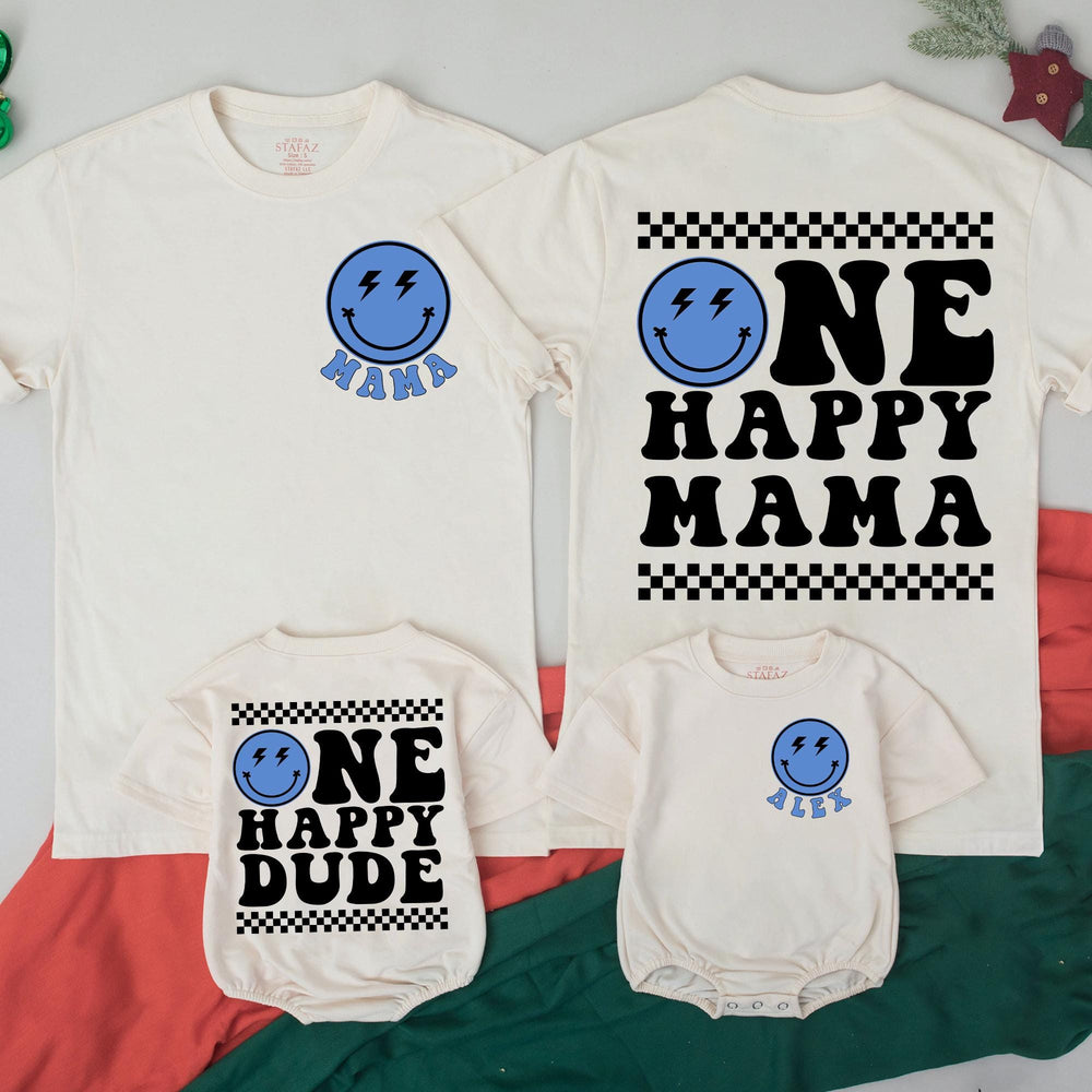 One Happy Dude Birthday Shirts, Matching Family Smiley Face Outfit, Custom 1st Birthday Tee for Baby, Toddler, Mama, Daddy Celebration Gift