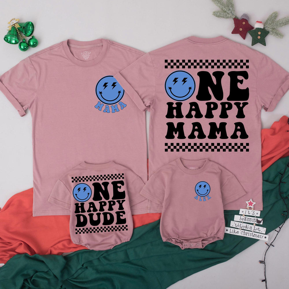 One Happy Dude Birthday Shirts, Matching Family Smiley Face Outfit, Custom 1st Birthday Tee for Baby, Toddler, Mama, Daddy Celebration Gift