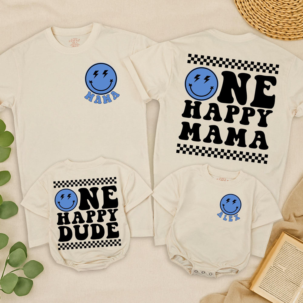 One Happy Dude Birthday Shirts, Matching Family Smiley Face Outfit, Custom 1st Birthday Tee for Baby, Toddler, Mama, Daddy Celebration Gift