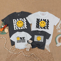 One Happy Dude Matching Birthday Shirt Retro Smiley Face Outfit for Baby 1st Birthday Gift Mommy and Me Family Tee Trendy Cotton Design