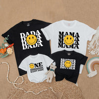 One Happy Dude Matching Birthday Shirt Retro Smiley Face Outfit for Baby 1st Birthday Gift Mommy and Me Family Tee Trendy Cotton Design