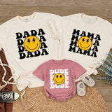 One Happy Dude Matching Family Birthday Shirts Distressed Smiley Face Retro Design Cotton Soft Playful Outfit Custom Name Baby Toddler