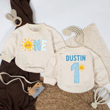 One Happy Sunshine 1st Birthday Romper Custom Name Outfit Baby Boy Girl First Trip Around the Sun Party Clothes Soft Cotton Design