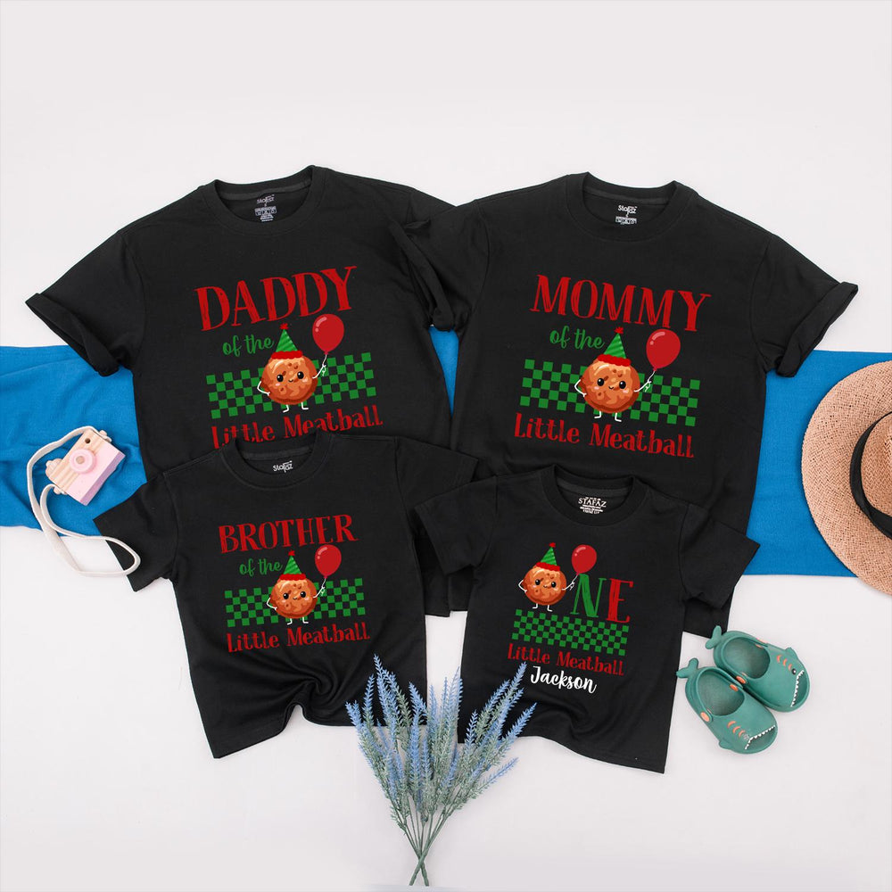 One Little Meatball Family Matching Shirts Italian 1st Birthday Outfit Baby Romper Party Tee Custom Cake Smash Clothes Fun Design