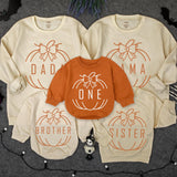 One Little Pumpkin Personalized Family Sweatshirts for Fall Birthday or Thanksgiving Matching Outfits for Baby Mom Dad Sister Brother