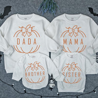 One Little Pumpkin Personalized Family Sweatshirts for Fall Birthday or Thanksgiving Matching Outfits for Baby Mom Dad Sister Brother