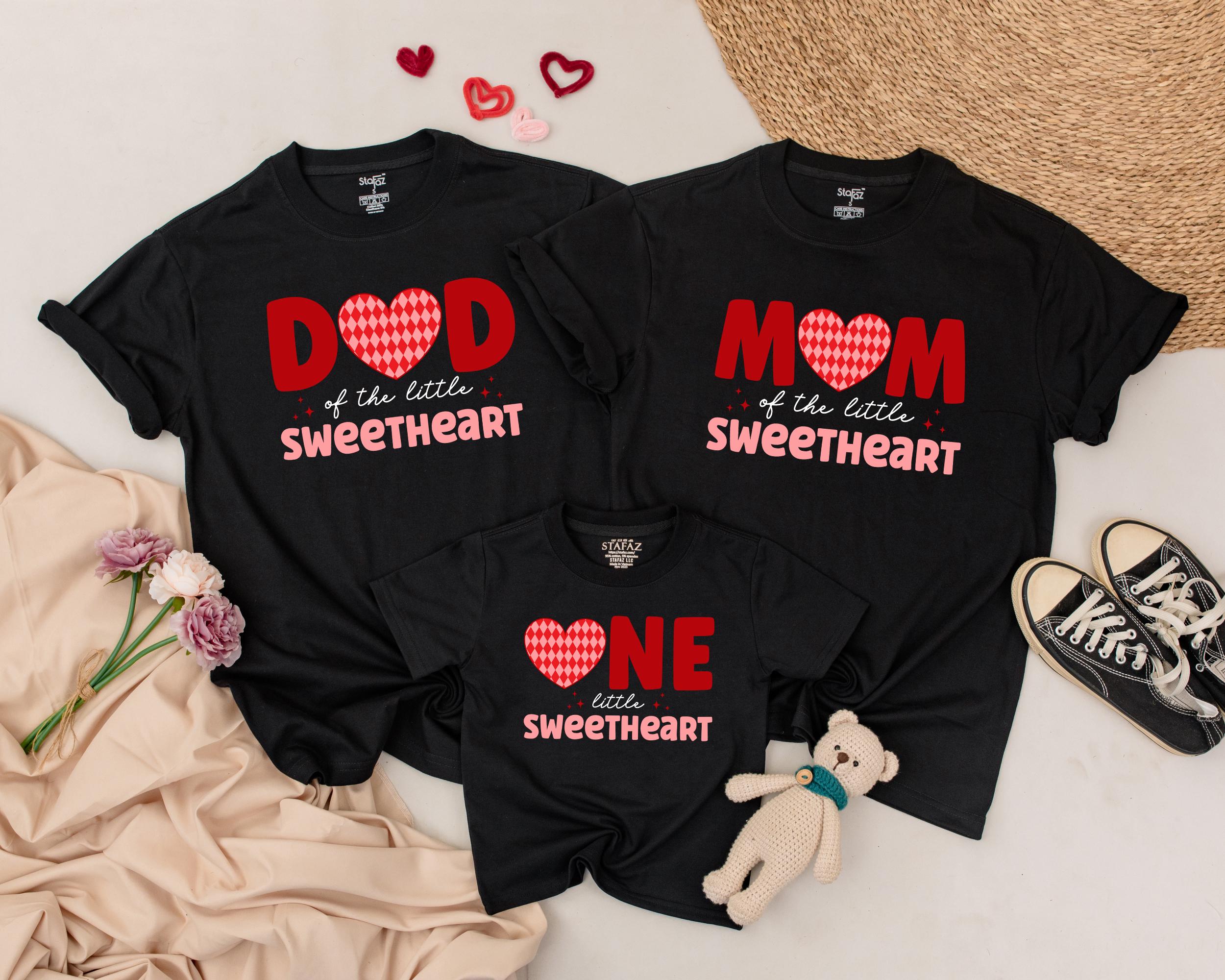 One Little Sweetheart Personalized First Birthday Outfit Matching Family Valentine's Day Gift Set Mom Dad Toddler Infant Celebratory Attire