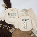 One Lucky Duck Baby Romper Personalized 1st Birthday Outfit for Boys Custom Name Sage Green Woodland Mallard Duck Theme Bodysuit Gift