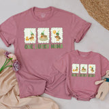 One Lucky Duck Birthday Matching Shirts Custom Family Outfit, Baby Toddler Tee with Vintage Green Stripes and Watercolor Party Ducks
