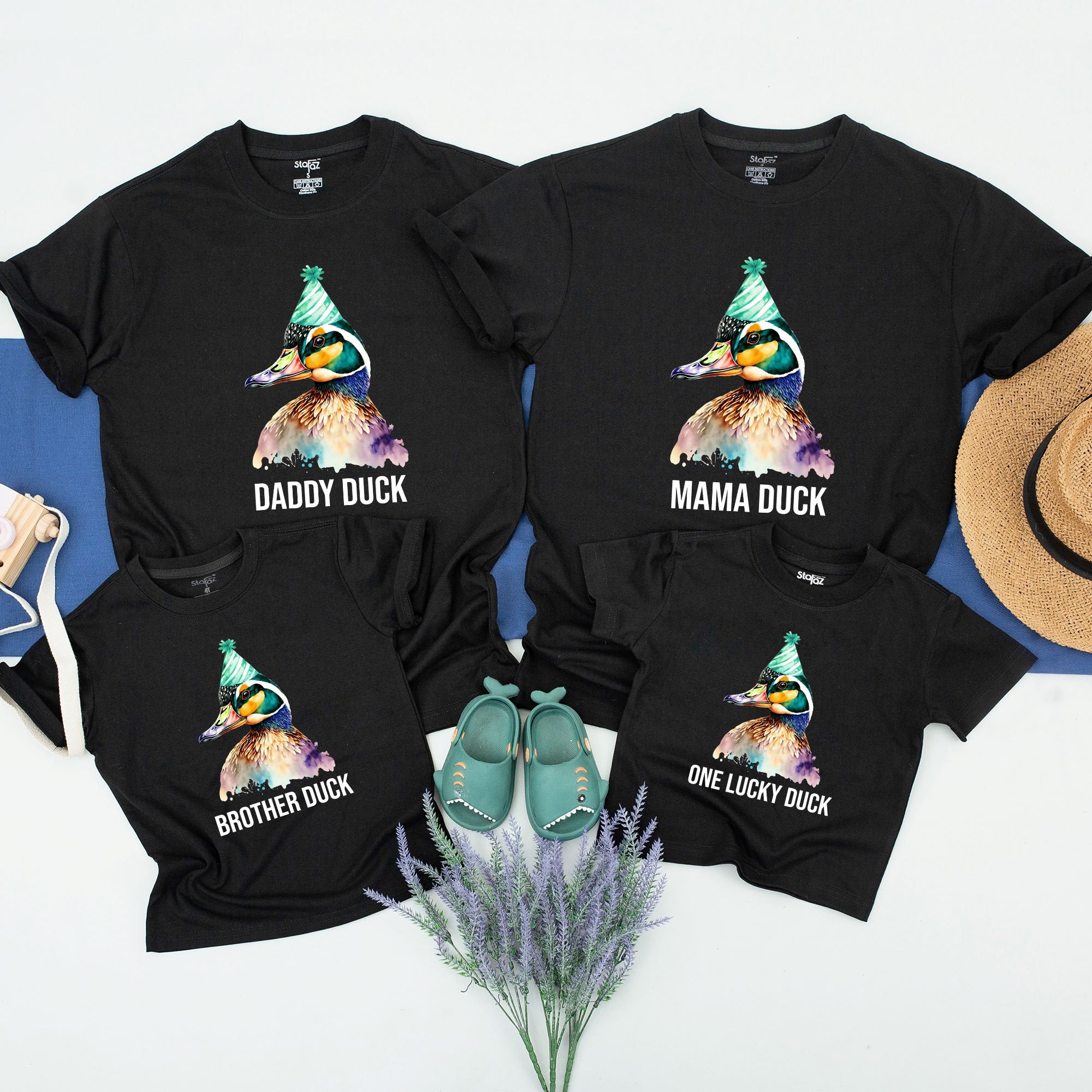 One Lucky Duck Birthday Shirts for Family Matching Festive Duck Design Personalized 1st Birthday Outfit for Baby Toddler Mommy Daddy