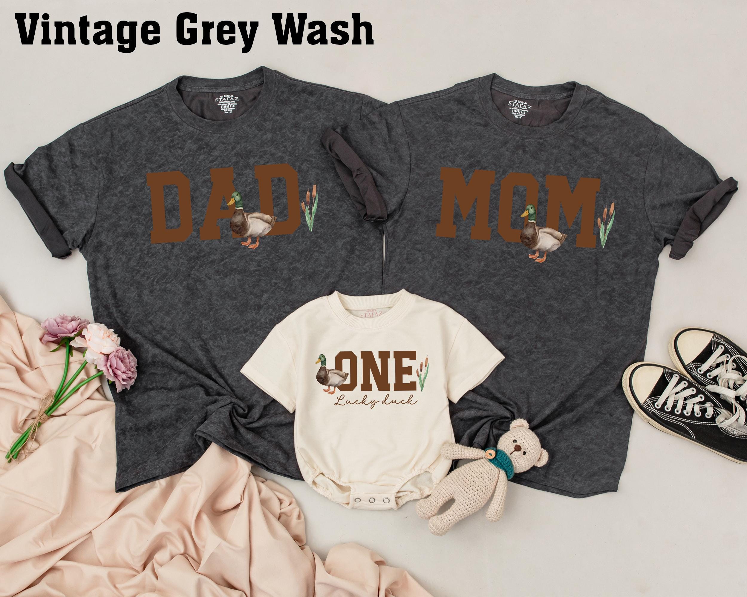 One Lucky Duck Custom Family Birthday Shirts Playful Duck Jungle Design for Baby Toddler Kids Adults Fun Party Outfit