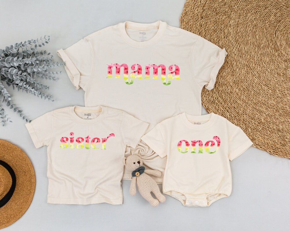 One In A Melon Family Birthday Shirts Watermelon Baby Outfit Matching Tees Soft Cotton Vibrant Design Personalized Custom Names