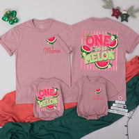 One in a Melon First Birthday Shirt for Girls Personalized Outfit Custom Watermelon Family Matching Cake Smash Party Clothes Baby Gift