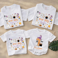 One Silly Goose Halloween Family Shirts with Custom Names, Matching Witchy Goose Outfits for Parents, Kids, and Babies