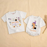 One Silly Goose Halloween Family Shirts with Custom Names, Matching Witchy Goose Outfits for Parents, Kids, and Babies