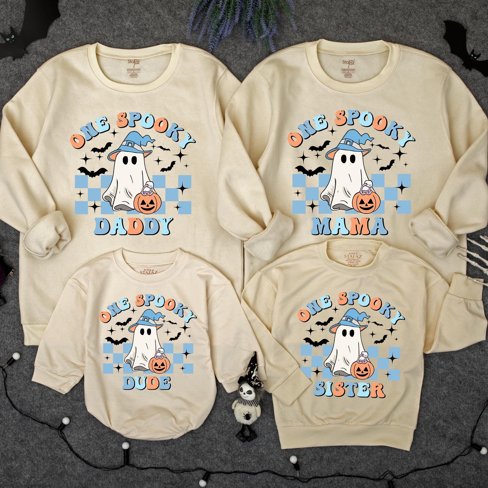 One Spooky Dude Halloween Sweater Ghost Pumpkin Design Baby Birthday Outfit Cozy Sweatshirt for Kids Family Matching Halloween Theme