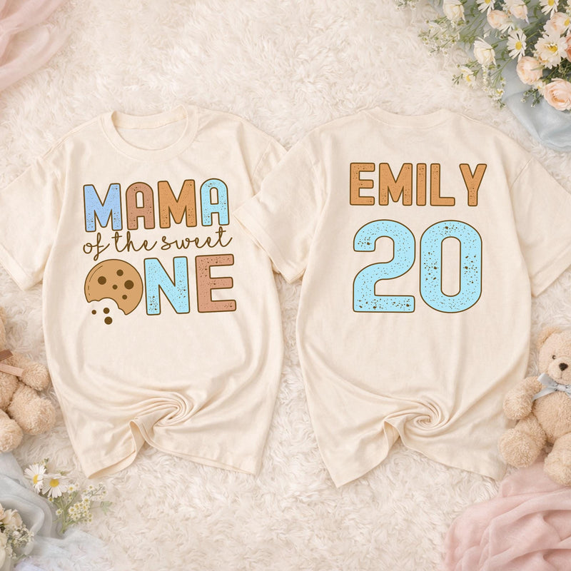One Sweet Boy First Birthday Shirt with Milk and Cookie Design, Personalized Matching Family Tees, Soft Cotton Outfit for Baby's 1st Party
