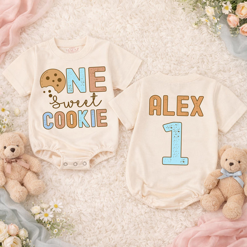 One Sweet Boy First Birthday Shirt with Milk and Cookie Design, Personalized Matching Family Tees, Soft Cotton Outfit for Baby's 1st Party
