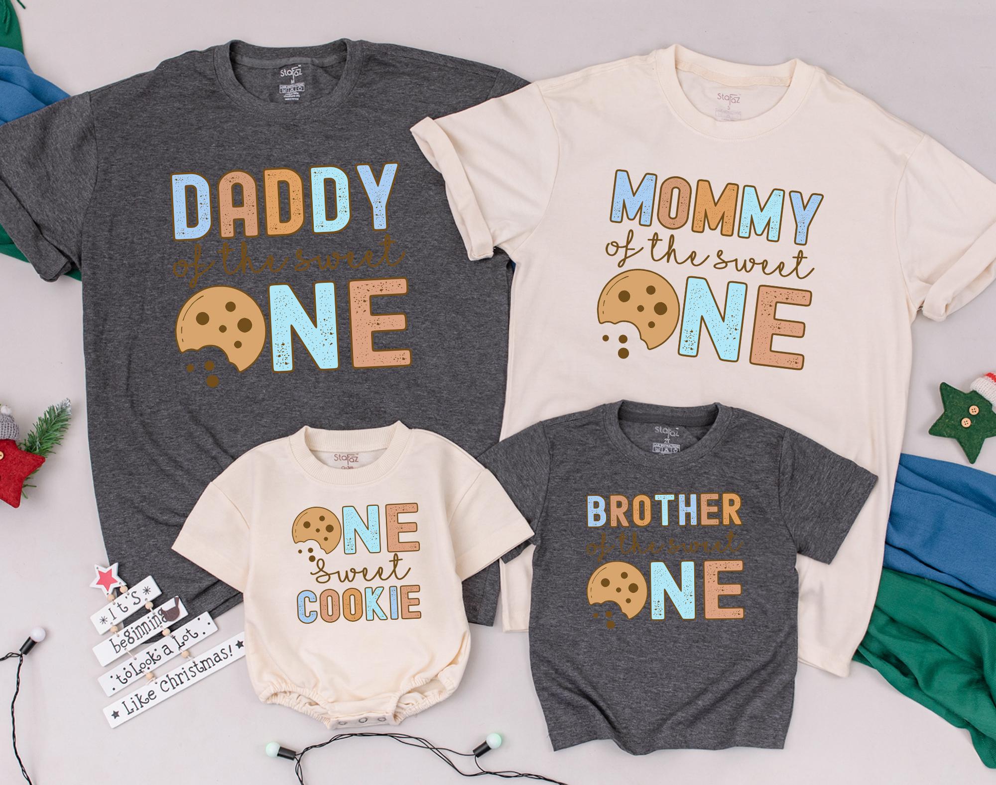 One Sweet Cookie Family Matching Birthday Shirts Pastel Milk Cookie Theme Customizable 1st Birthday Outfit for Baby Toddler Kids