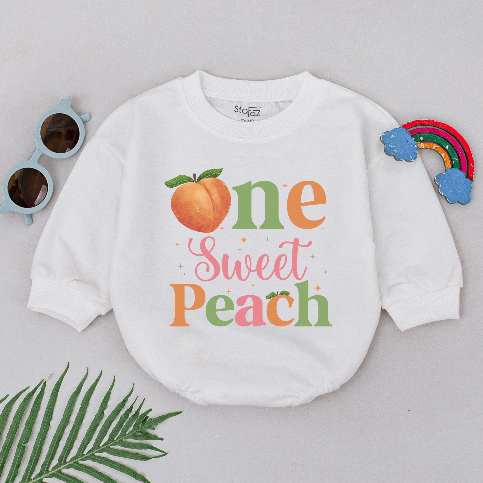 One Sweet Peach Birthday Romper for Baby Girls First Birthday Soft Cotton Outfit with Playful Peach Design Party or Casual Wear