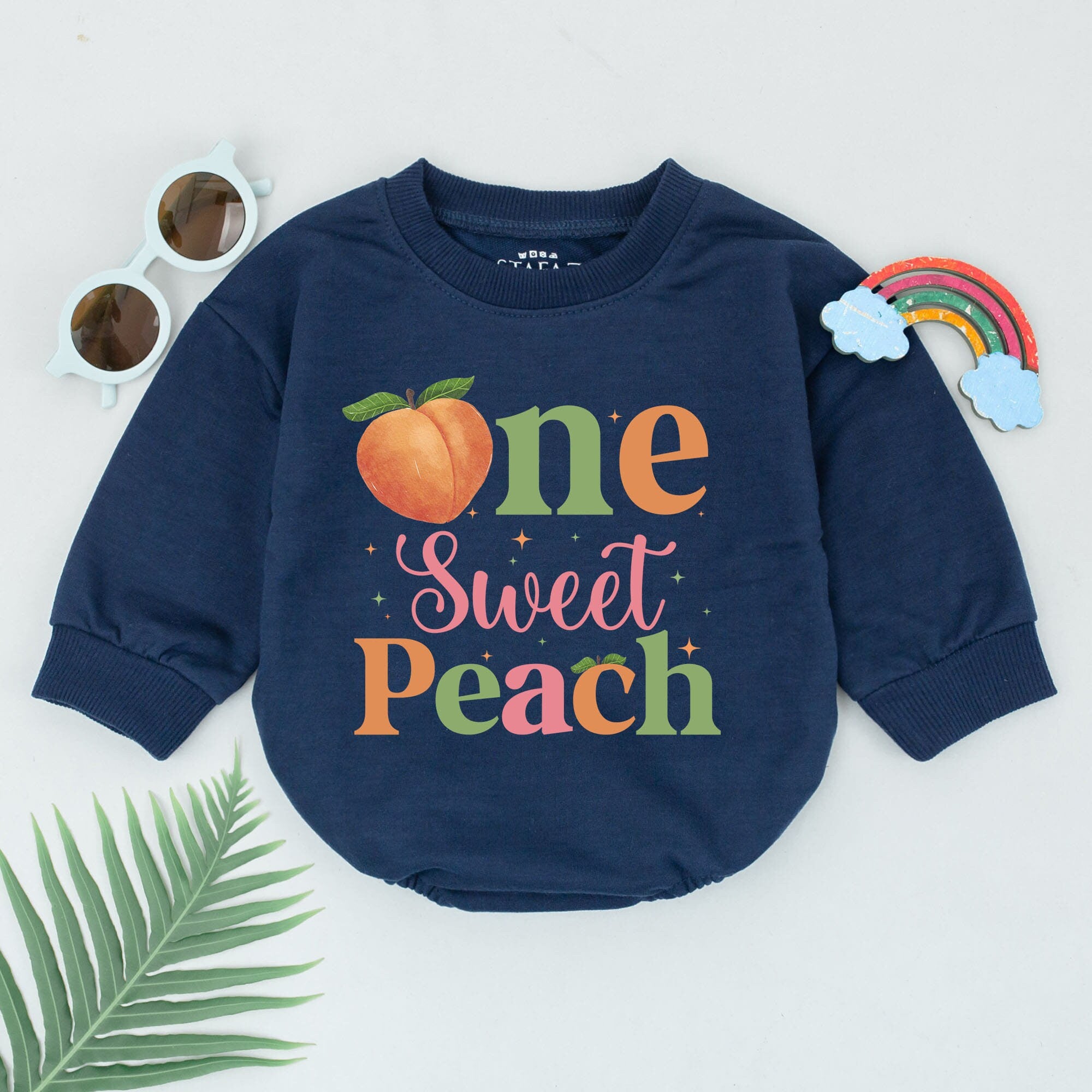 One Sweet Peach Birthday Romper for Baby Girls First Birthday Soft Cotton Outfit with Playful Peach Design Party or Casual Wear