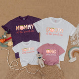 One Sweet Peach Family Matching Shirts for First Birthday Celebration Soft Cotton Customizable Outfit with Peach Graphic Design