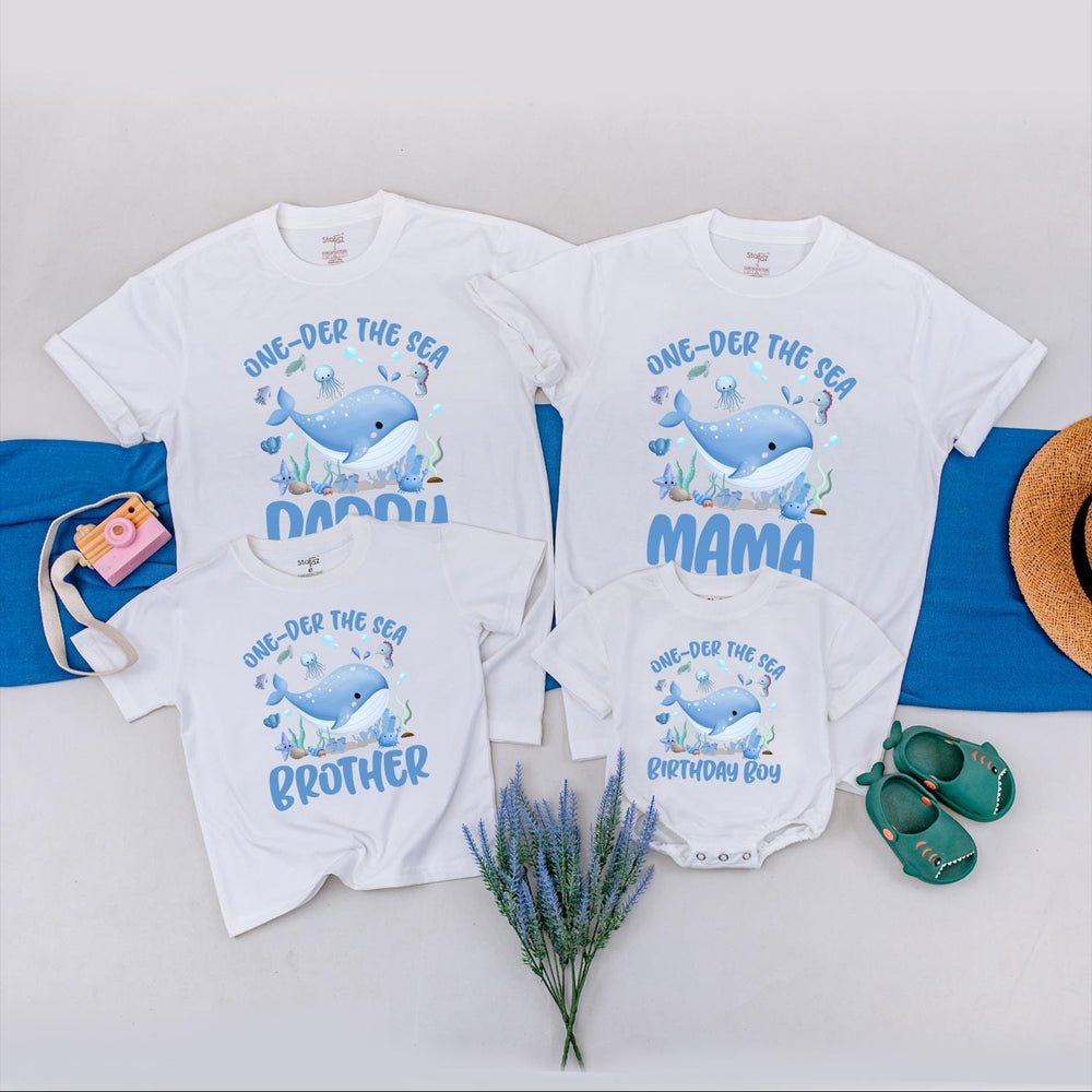 Oneder the Sea Birthday Shirt for Baby or Toddler, Ocean Animals 1st Birthday Outfit, Sea Theme Party Tee, Custom Name Gift for Boys or Girls
