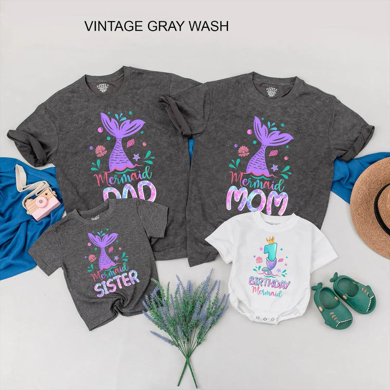 Oneder the Sea Mermaid Birthday Shirts for Family Matching Outfits, 1st Birthday Girl Party Clothes, Cute Ocean Theme Toddler Baby Gift
