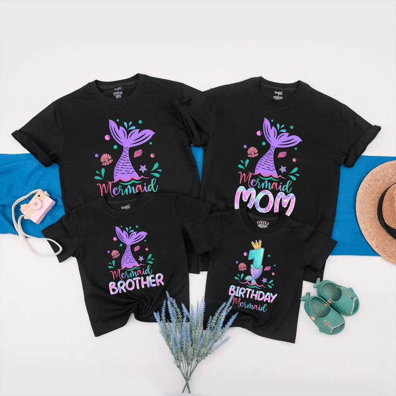 Oneder the Sea Mermaid Birthday Shirts for Family Matching Outfits, 1st Birthday Girl Party Clothes, Cute Ocean Theme Toddler Baby Gift