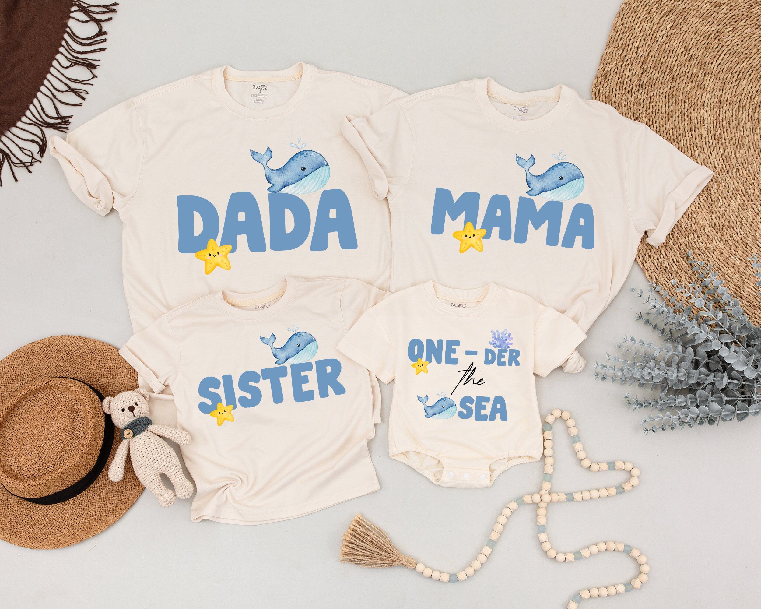 Oneder the Sea Whale Birthday Shirt for Baby Toddler Boy Cute Ocean Animal Design First Birthday Outfit Soft Comfortable Cotton