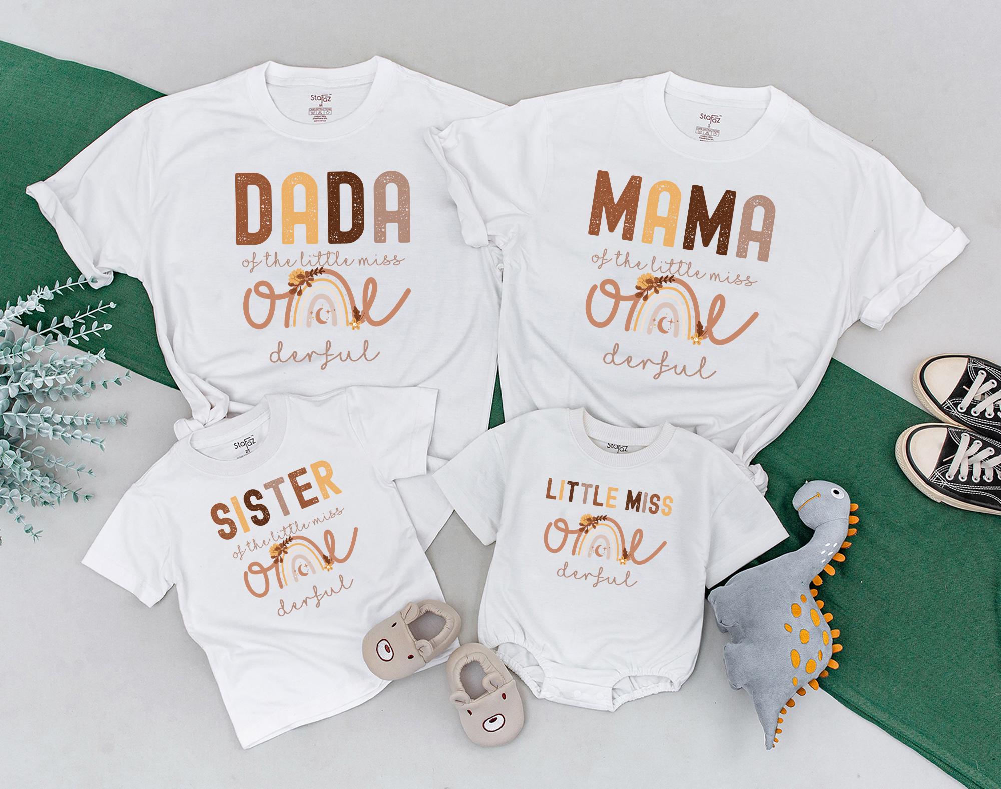 ONEderful First Birthday Matching Shirts Boho Rainbow Design Family Celebration Outfit for Mom Dad Sister Little Miss Onederful Party