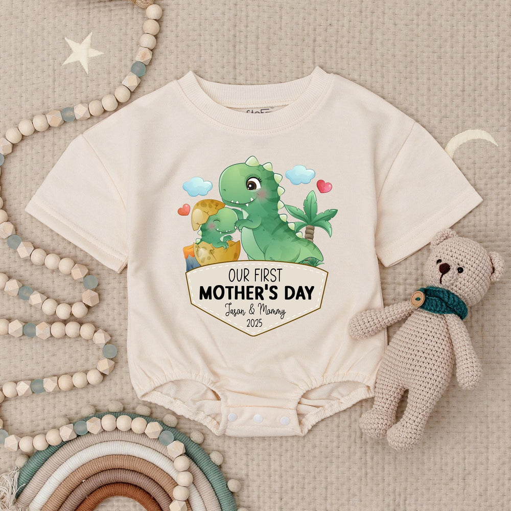 Our First Mother's Day Baby Romper with Cute Dinosaur Design Soft Cotton Bodysuit for Baby Girls or Boys Customizable Gift 2025 Outfit