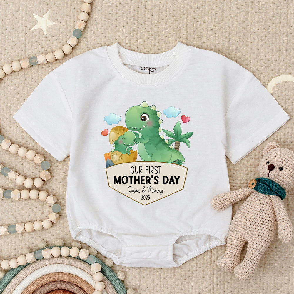 Our First Mother's Day Baby Romper with Cute Dinosaur Design Soft Cotton Bodysuit for Baby Girls or Boys Customizable Gift 2025 Outfit