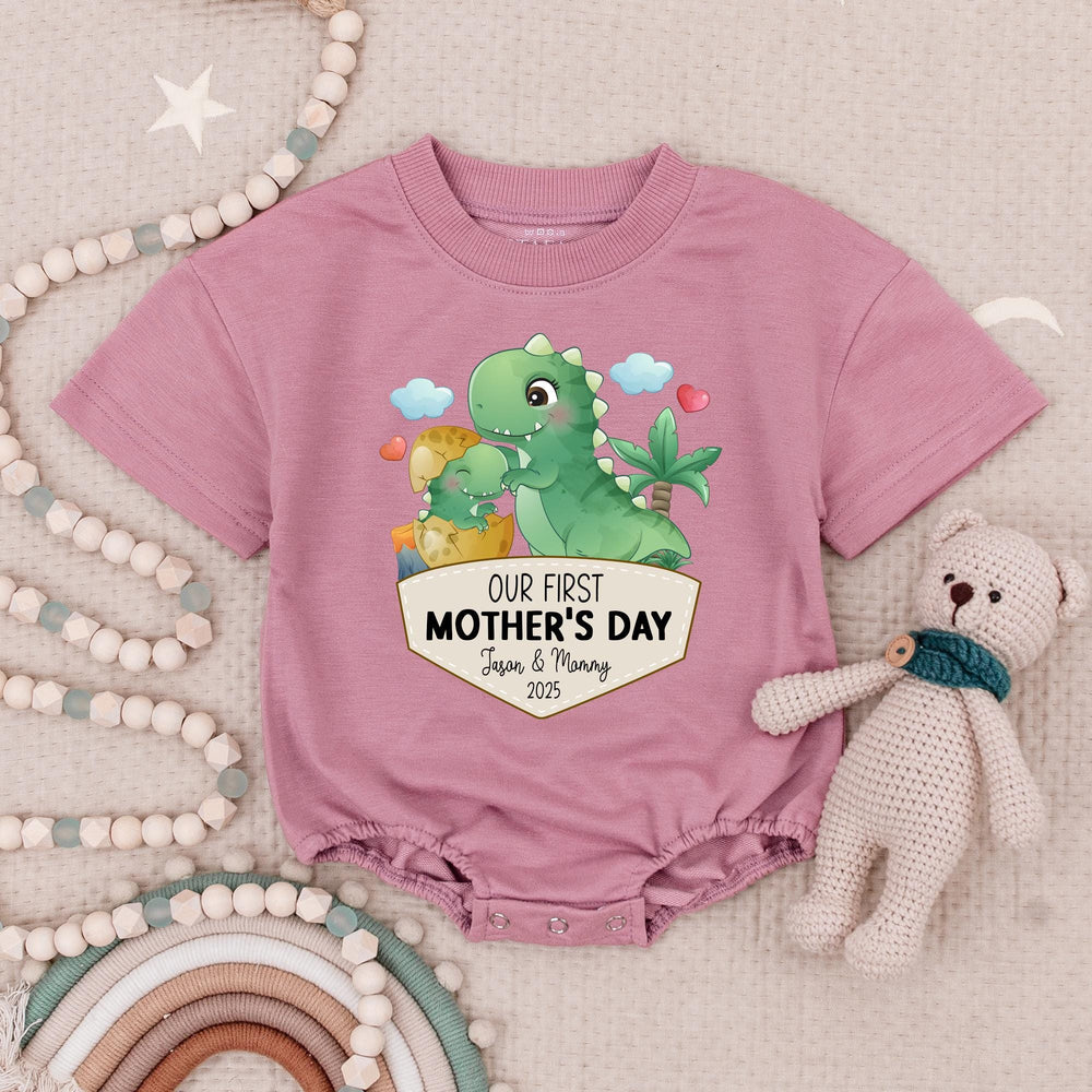 Our First Mother's Day Baby Romper with Cute Dinosaur Design Soft Cotton Bodysuit for Baby Girls or Boys Customizable Gift 2025 Outfit