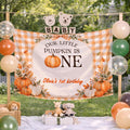Our Little Pumpkin Is One Fall Birthday Banner with Custom Name, Autumn Theme 1st Birthday Milestone Silk Sign for Party Decor