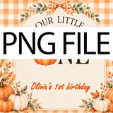 Our Little Pumpkin Is One Fall Birthday Banner with Custom Name, Autumn Theme 1st Birthday Milestone Silk Sign for Party Decor